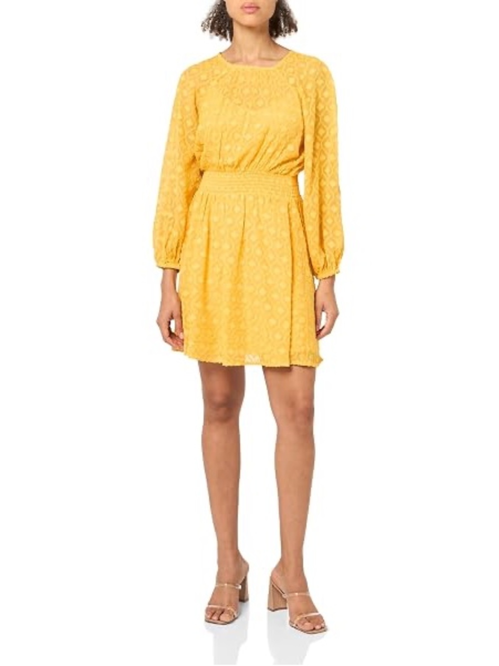 Tommy Hilfiger Yellow Textured Long-Sleeve Mini Dress